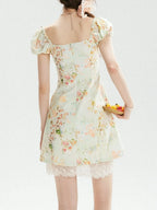 Marta Green Printed Mini Dress Flowering Girl