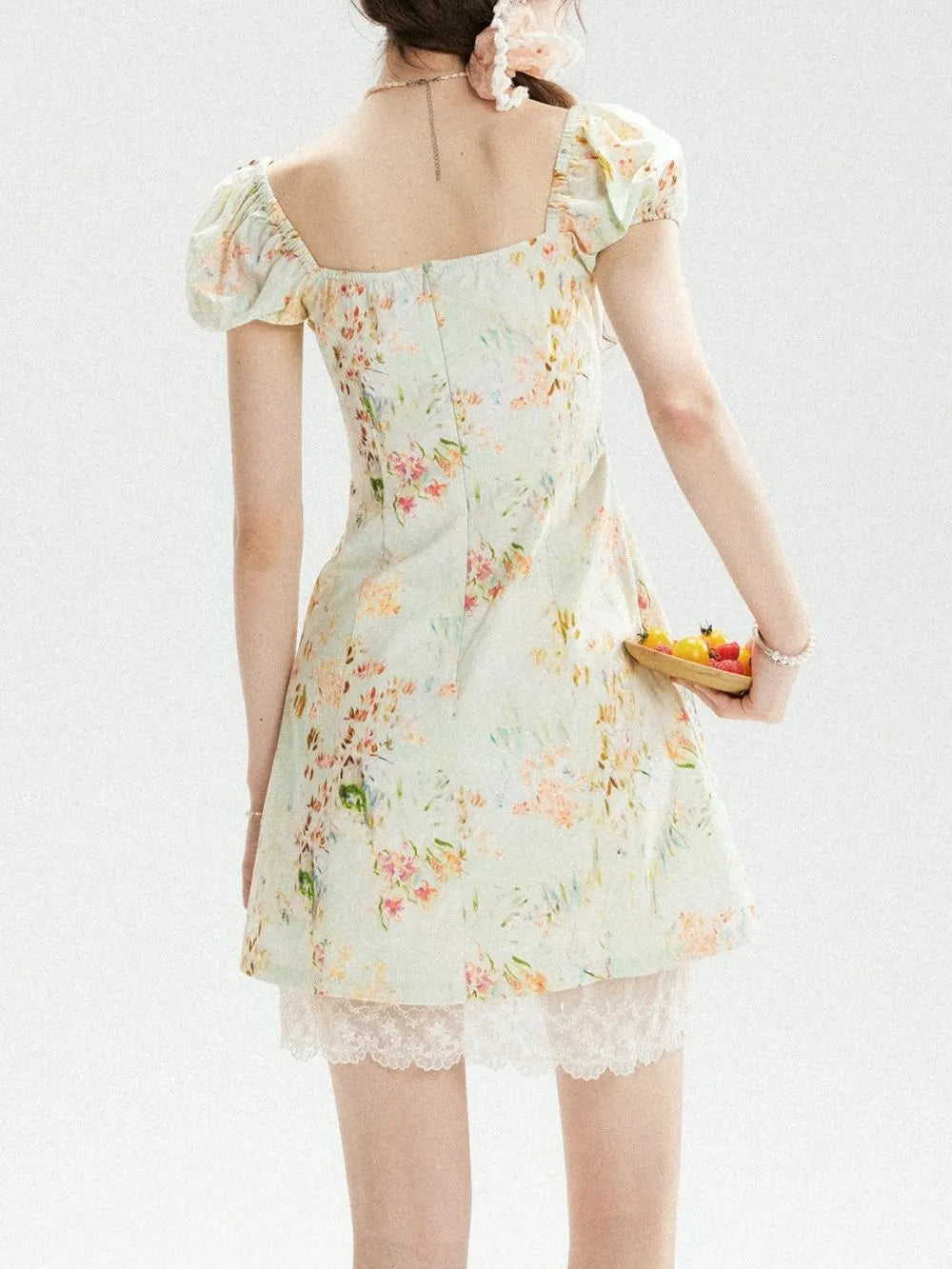 Marta Green Printed Mini Dress Flowering Girl