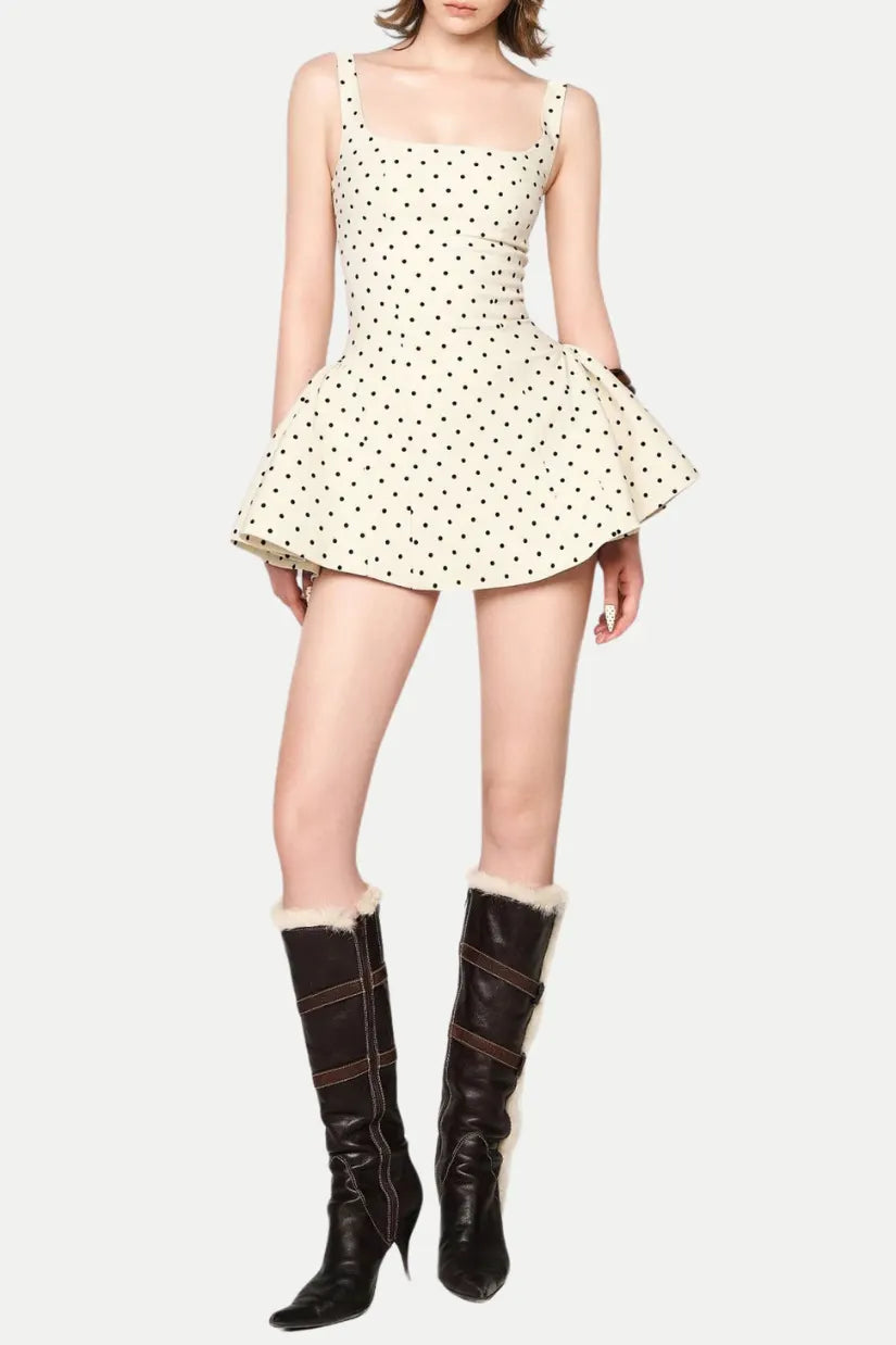 Kuyio Polka Dot Mini Dress Flowering Girl