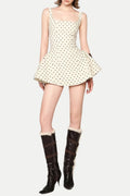 Kuyio Polka Dot Mini Dress Flowering Girl
