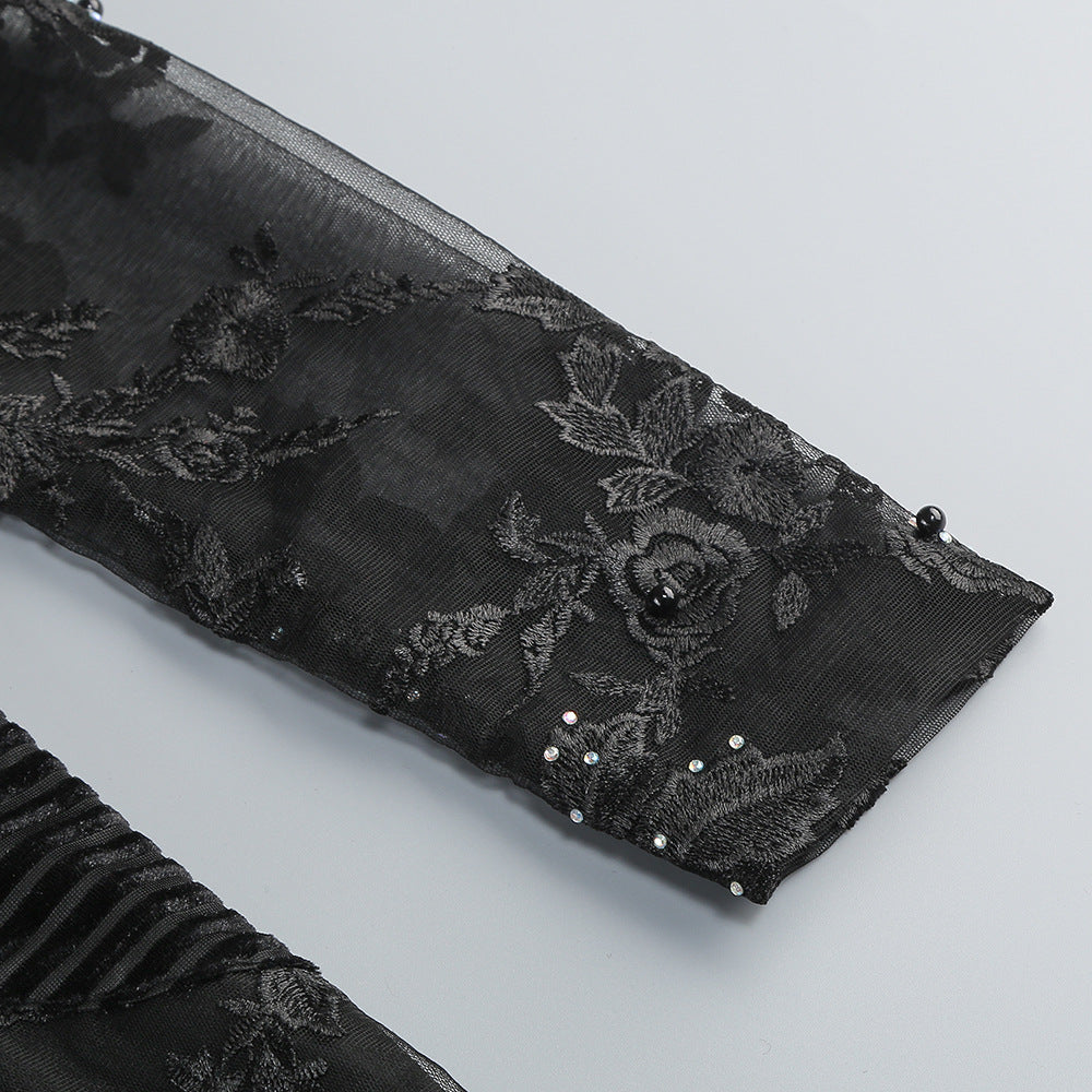 Diamond Three-Dimensional Flower Jumpsuit In Black Flowering Girl