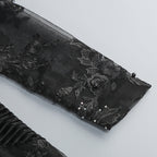 Diamond Three-Dimensional Flower Jumpsuit In Black Flowering Girl