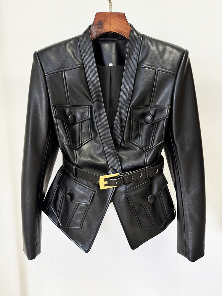 Gustavo Black Belt Jacket Flowering Girl