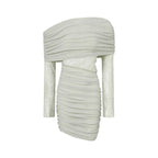 Matcha Lace Strapless Spliced Knitted Mini Dress Flowering Girl