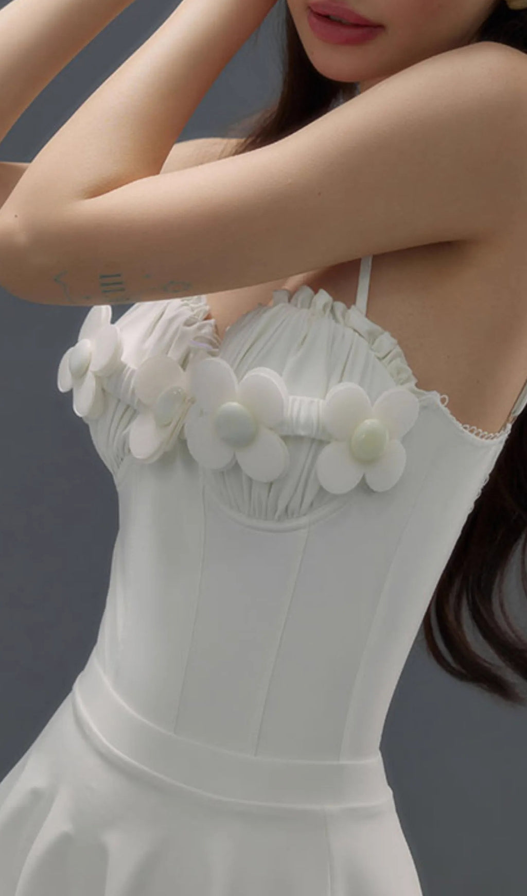 Deance White Flower One-Piece Swimsuit & Skirt Flowering Girl