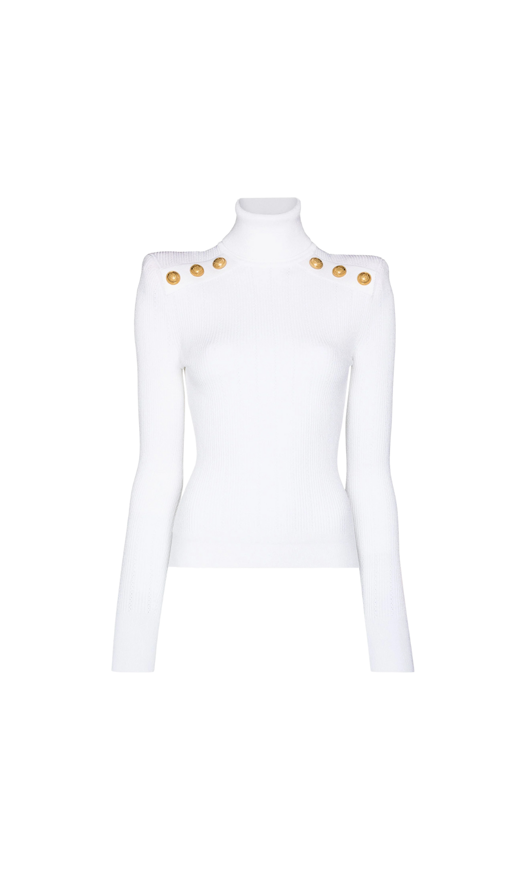WHITE RIBBED ROLL-NECK SWEATER Flowering Girl