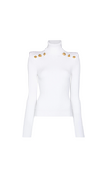 WHITE RIBBED ROLL-NECK SWEATER Flowering Girl