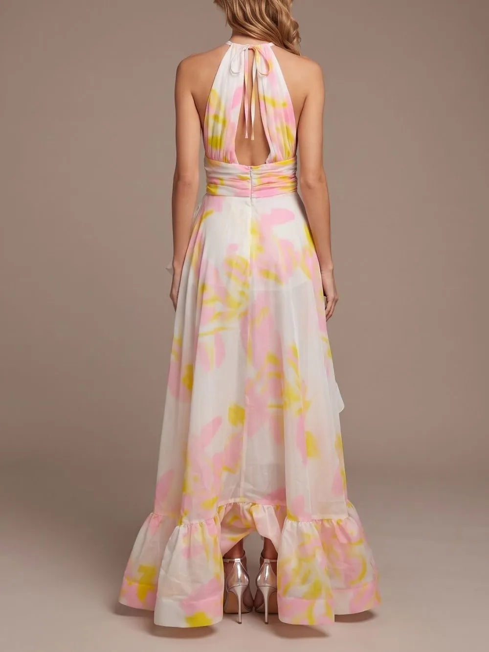 Malha Halter Printed Maxi Dress Flowering Girl