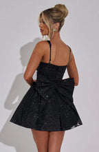 Jacqueline Mini Dress - Black Sparkle Flowering Girl