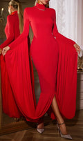Qaeltric High Neck Draped Maxi Dress Flowering Girl