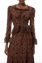 Fiorenza Brown Floral Lace Blouse & Skirt Set Flowering Girl
