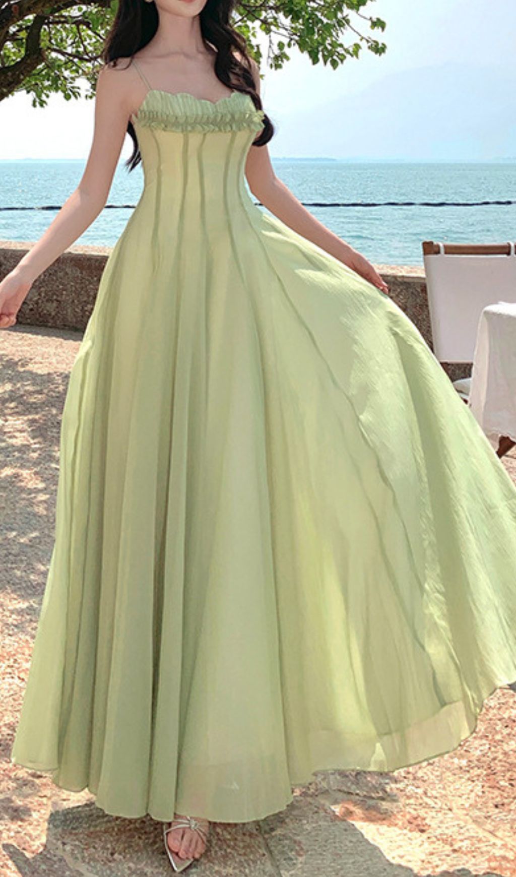 Fala Green Strappy Maxi Dress Flowering Girl