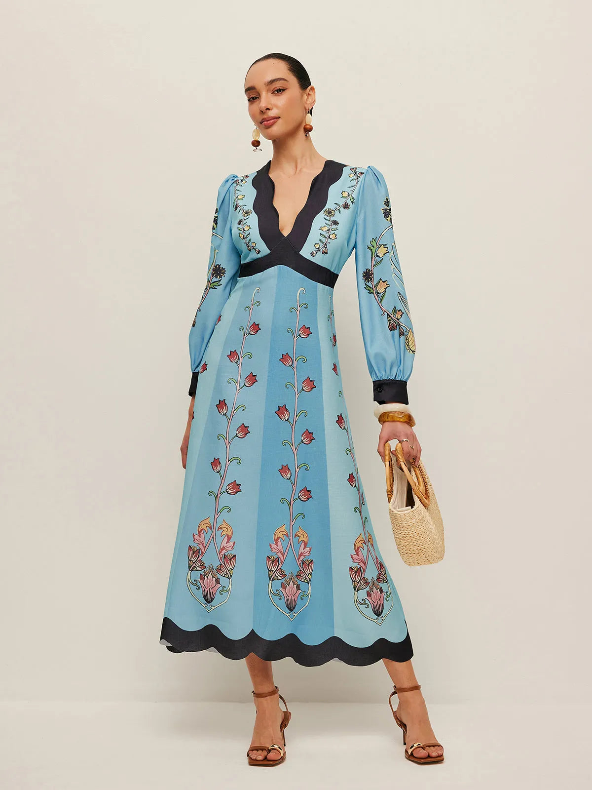 Elegant Backless And Puff Sleeve Floral Dress Flowering Girl