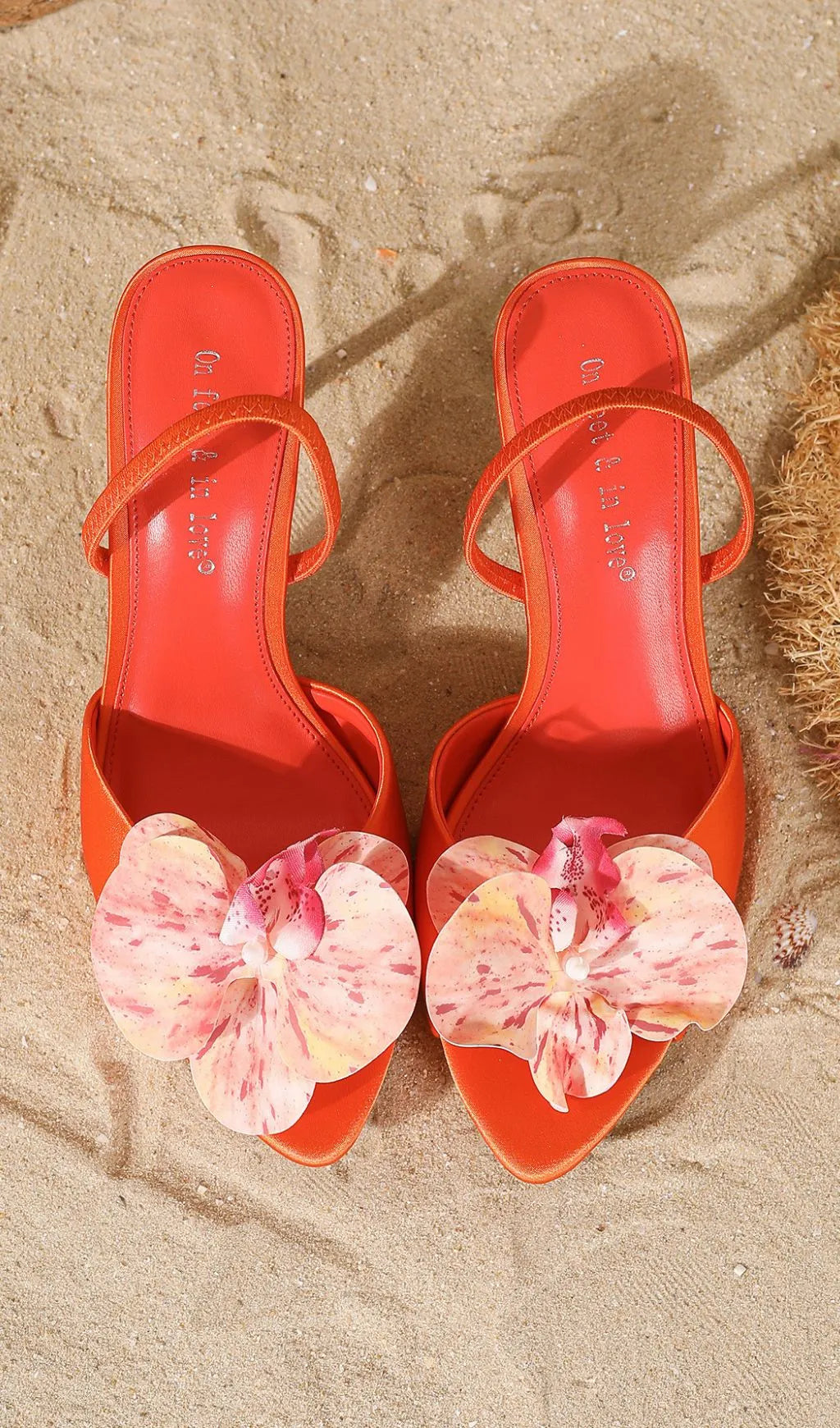 Hollace Orange Flower Sandals Flowering Girl