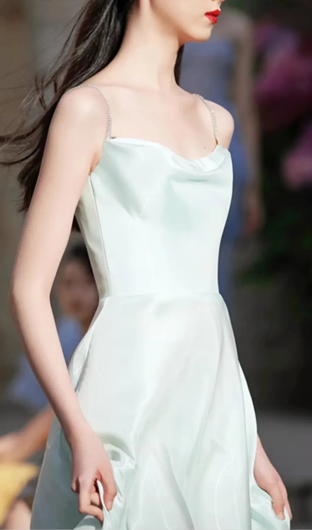 Coleka Aqua Strappy Satin Maxi Dress Flowering Girl