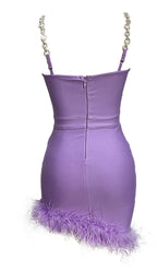 Feather Strappy Mini Dress Flowering Girl