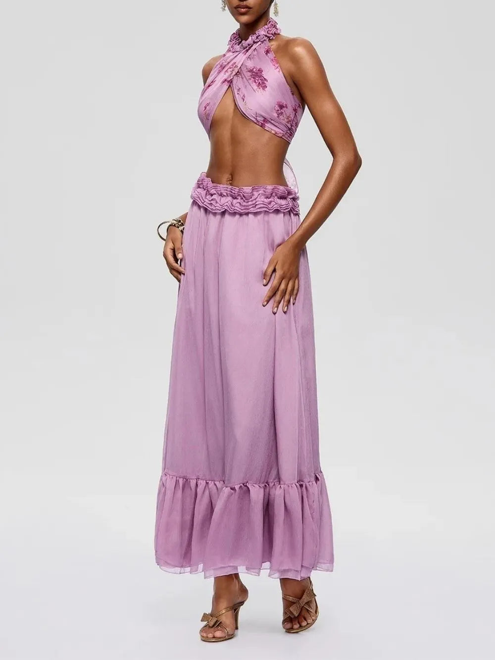 Pramix Halterneck Floral Skirt Set Flowering Girl