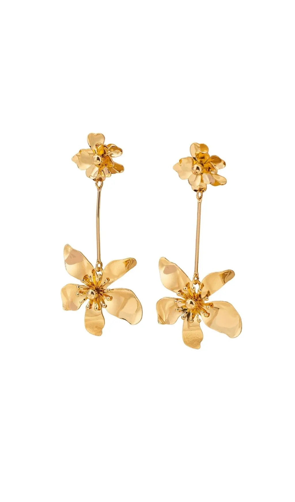Lenci Gold Flower Earrings Flowering Girl