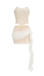 Cadence White Corset Lace Two-Piece Set Flowering Girl