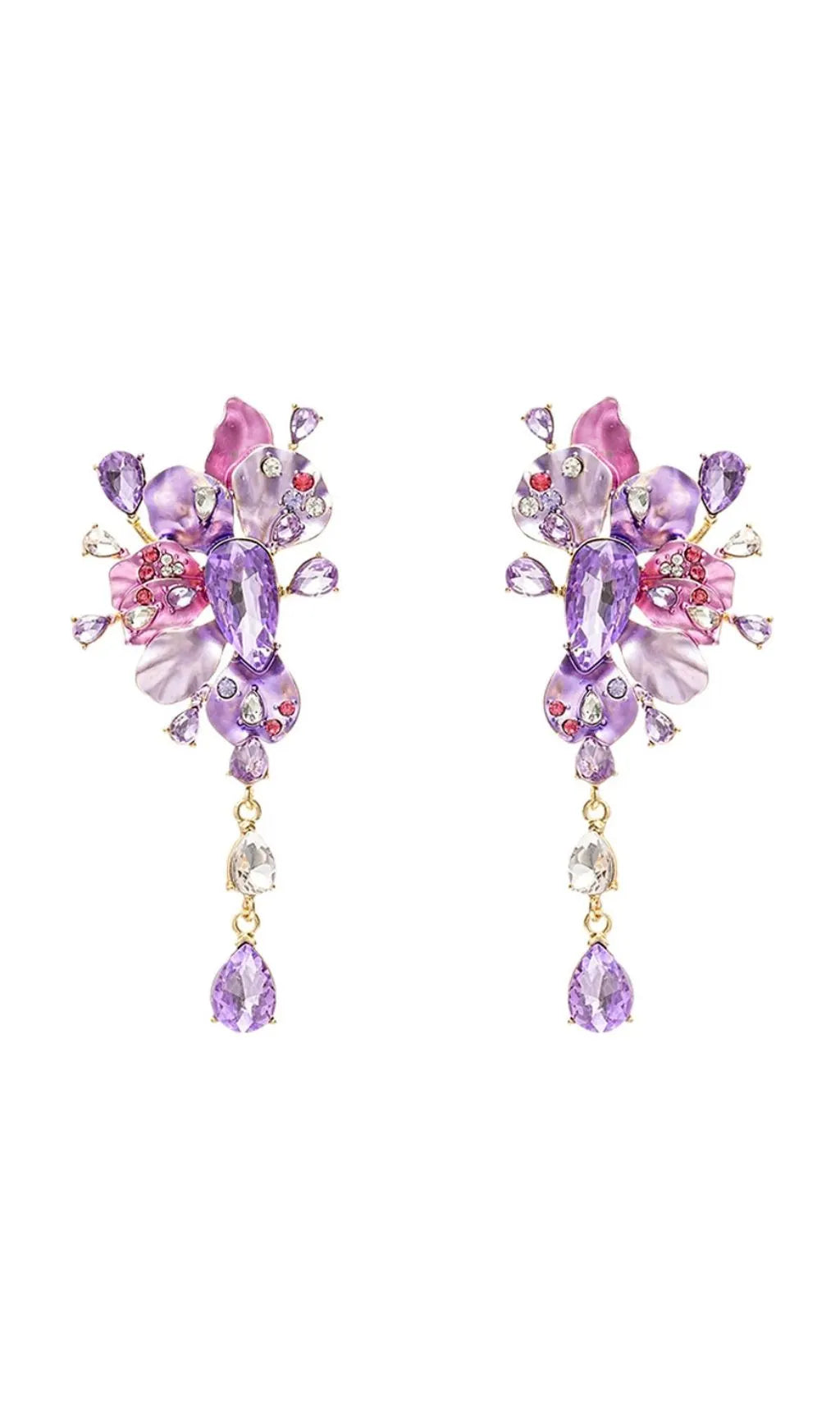 Jett Diamond Flower Earrings Flowering Girl