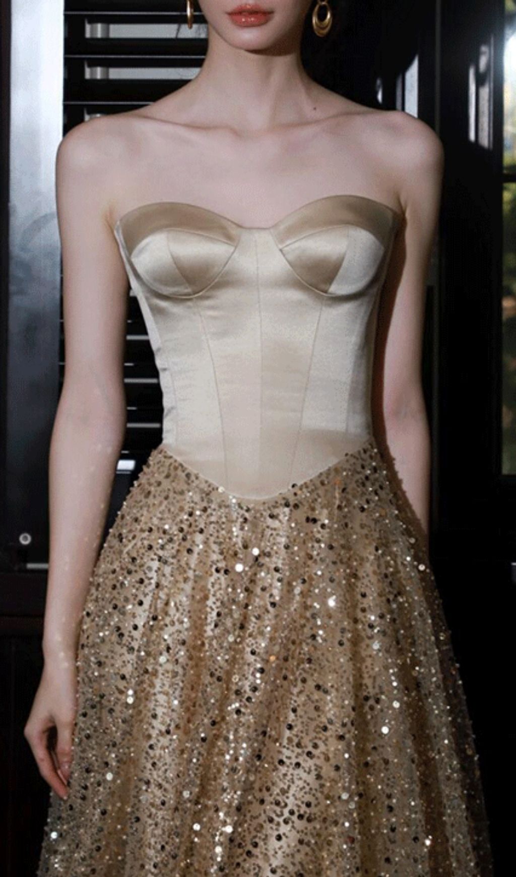 Kristi Gold Strapless Sequin Maxi Dress Flowering Girl
