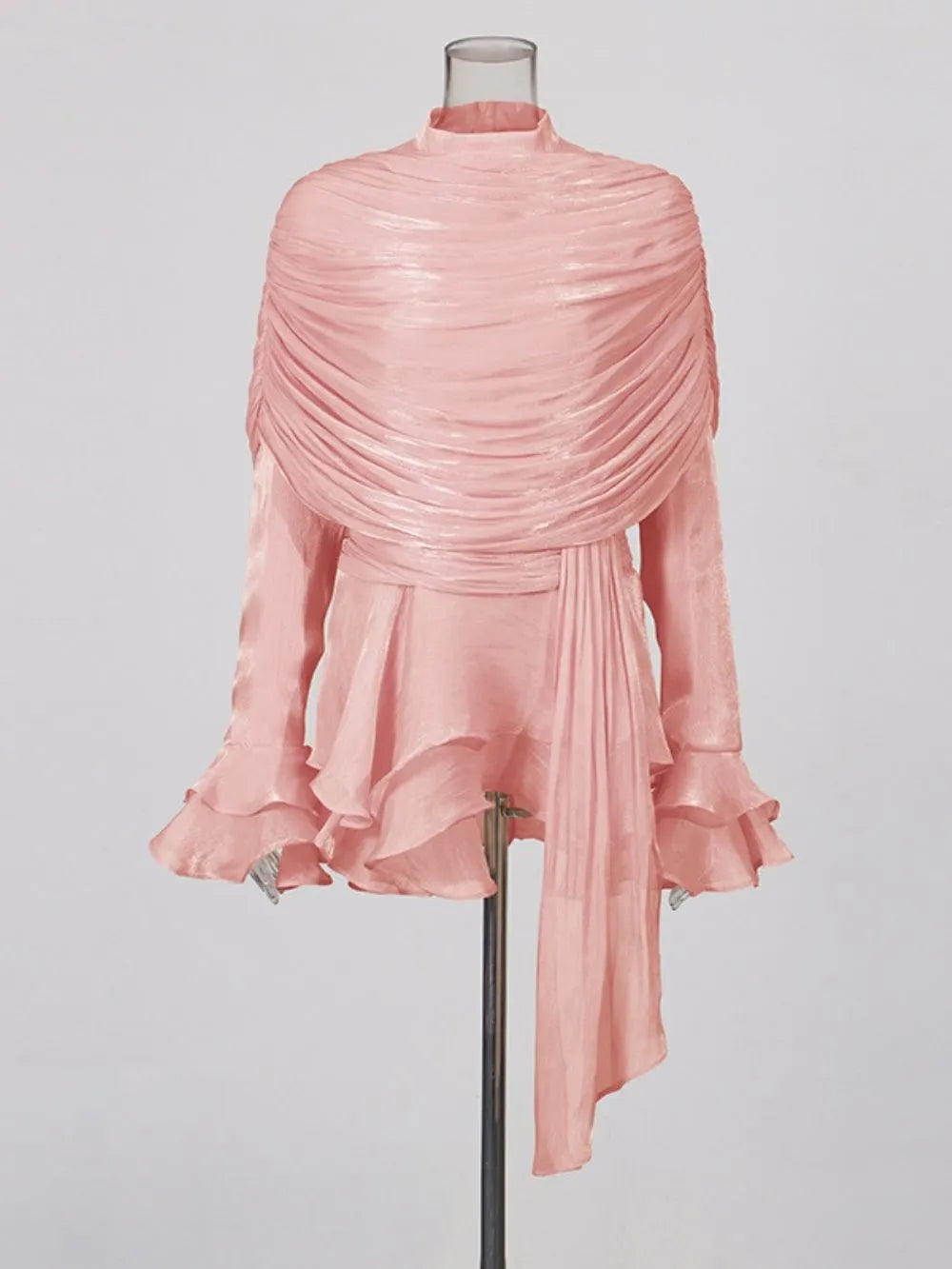 Madelina Long Sleeve Ruched Mini Dress Flowering Girl