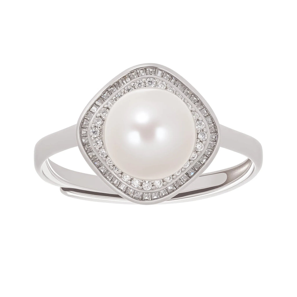 Hortense Sterling Silver Pearl Adjustable Ring Flowering Girl