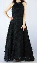 Devana Black Halter Feather Tassel Maxi Dress Flowering Girl