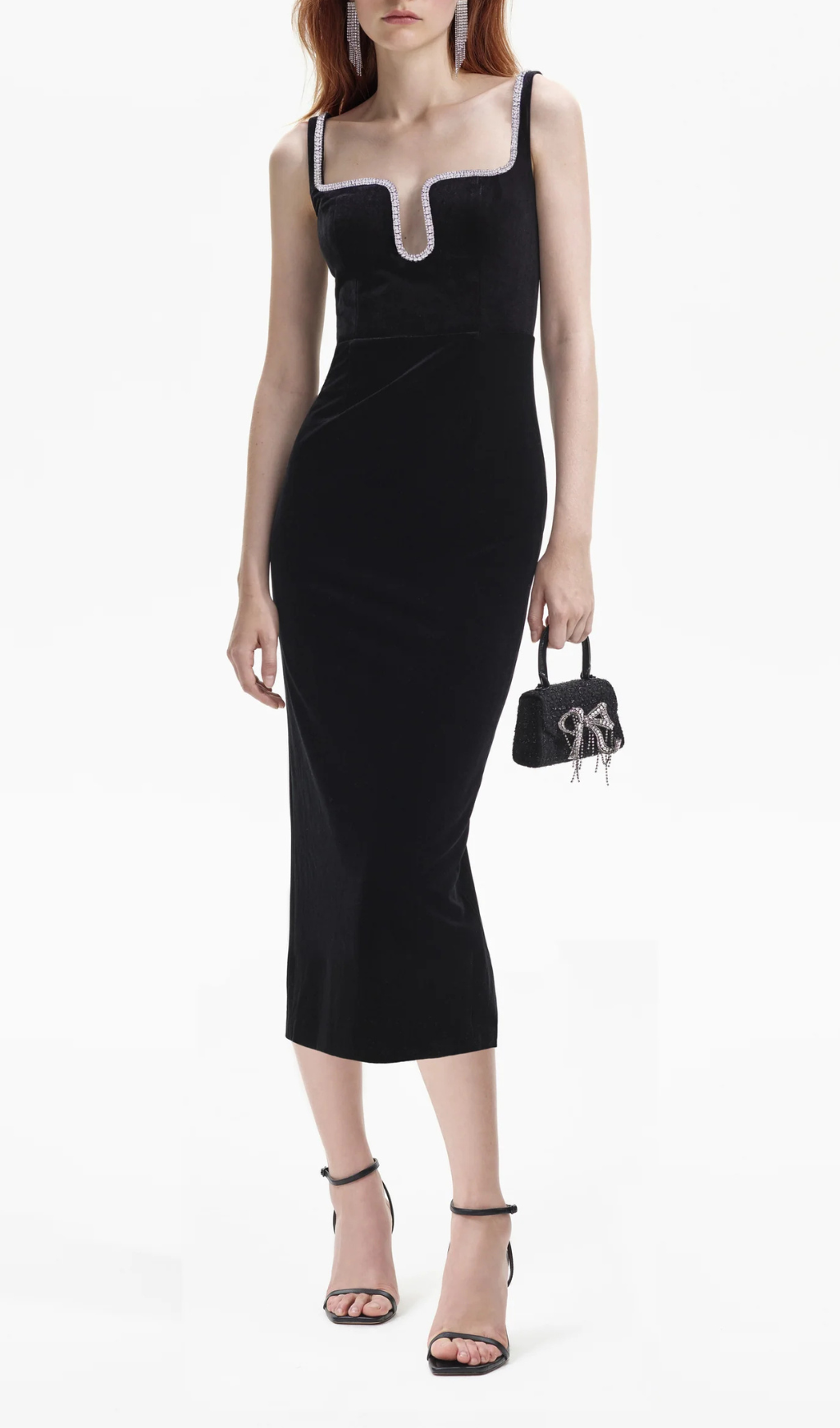 BLACK VELVET MIDI DRESS Flowering Girl