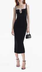 BLACK VELVET MIDI DRESS Flowering Girl