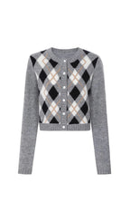 Jeffery Check Knit Cardigan Flowering Girl