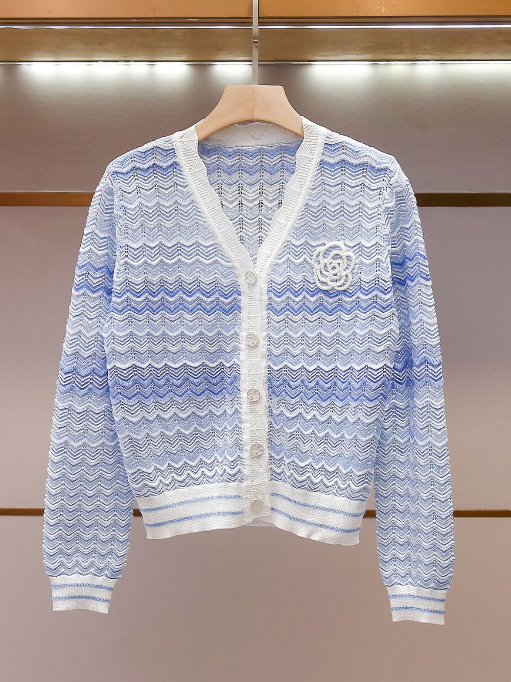 Minnie Blue Stripe Cardigan Flowering Girl