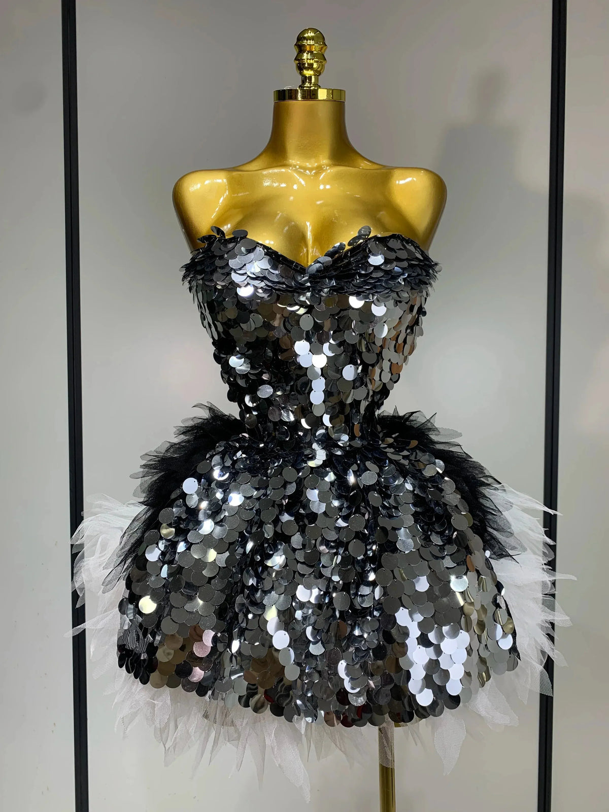 Sparkly Sequins Ruffles Backless Two Pieces Set Flowering Girl
