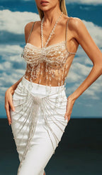 Didrika Fringe Gemstone Beaded Bralette Flowering Girl