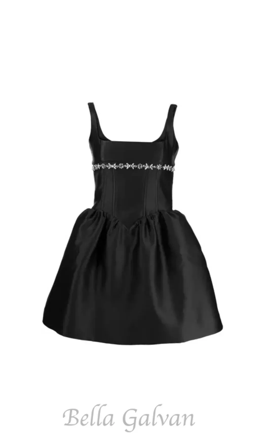 crystal-embellished square-neck mini dress in black Flowering Girl