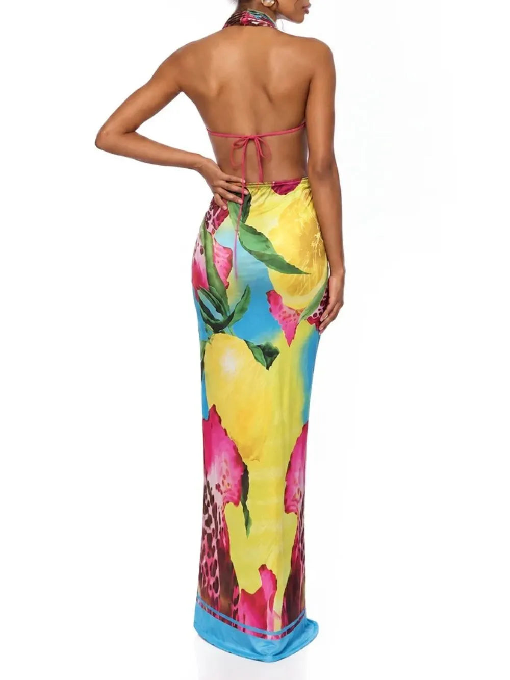 Maysel Cowl Neck Floral Split Skirt Set Flowering Girl