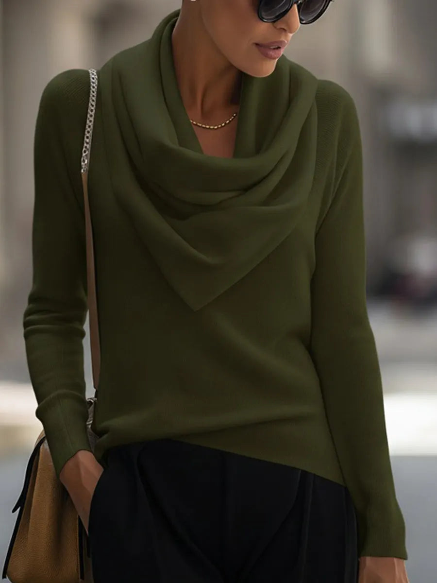 Draped Cowl Neck Long-Sleeve Top Flowering Girl