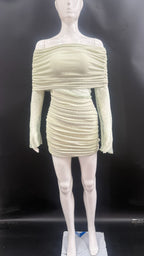 Matcha Lace Strapless Spliced Knitted Mini Dress Flowering Girl