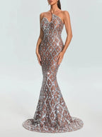 Liora One Shoulder Crystal Maxi Dress Flowering Girl