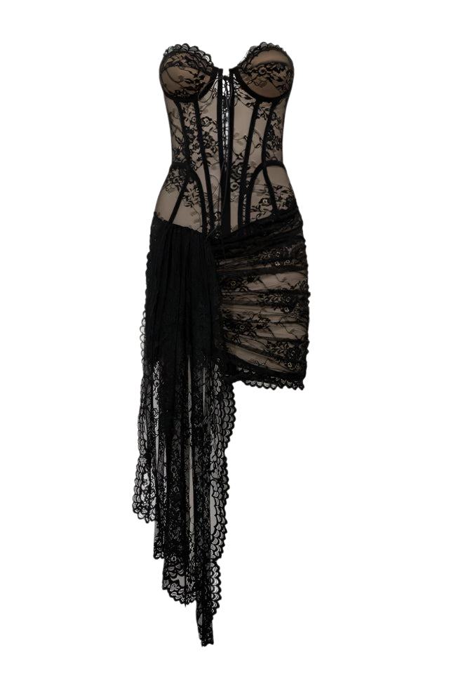 Lace Corset Strapless Mini Dress Flowering Girl