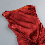 Mayer Red Satin Jacquard Maxi Dress Flowering Girl