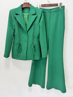 Malala Green Lace-Up Blazer Set Flowering Girl
