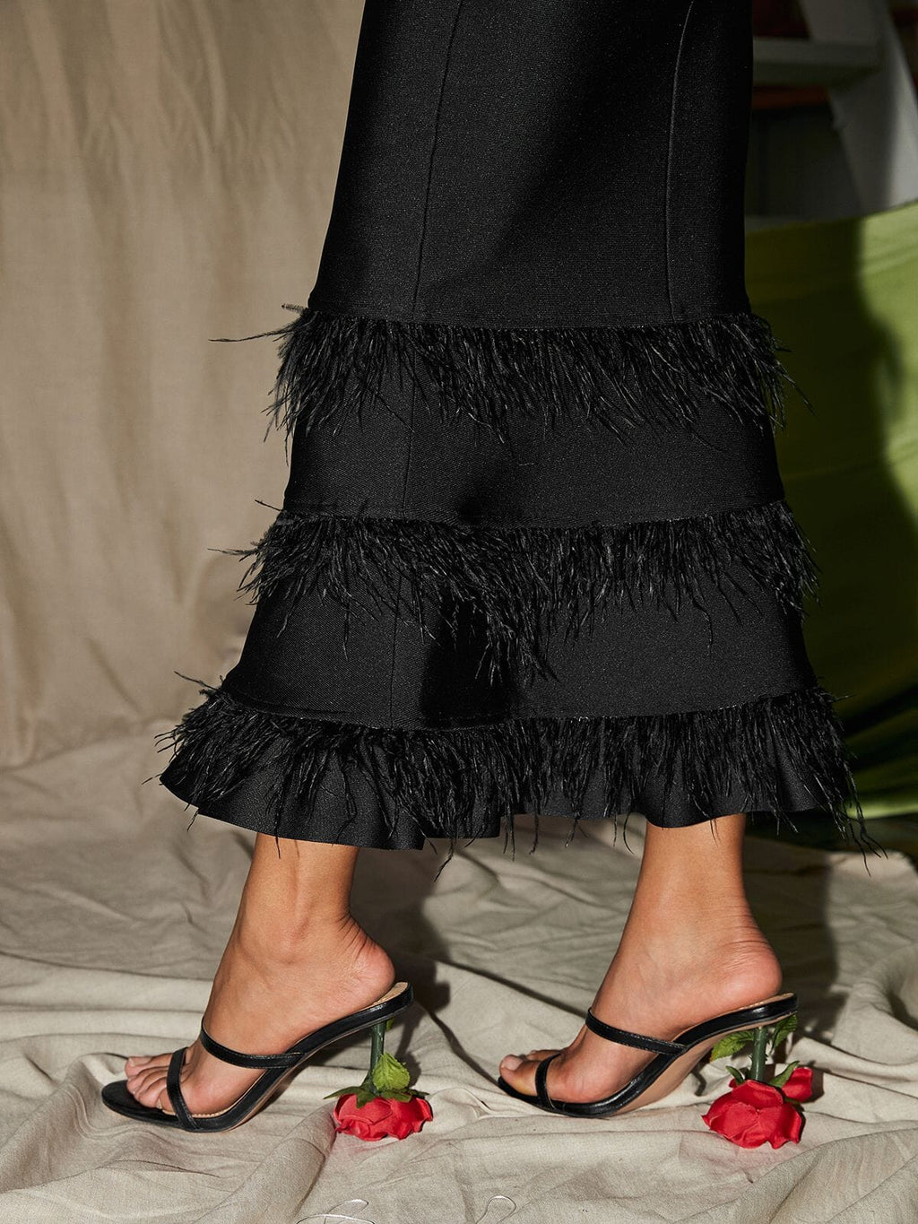 Rose Heels In Black Flowering Girl