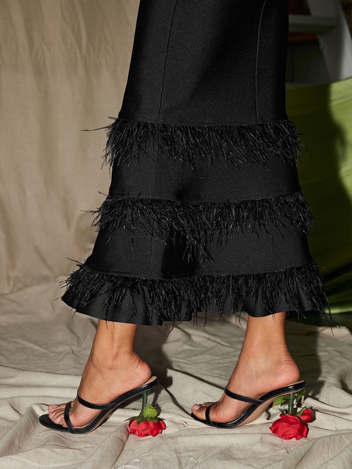 Rose Heels In Black Flowering Girl