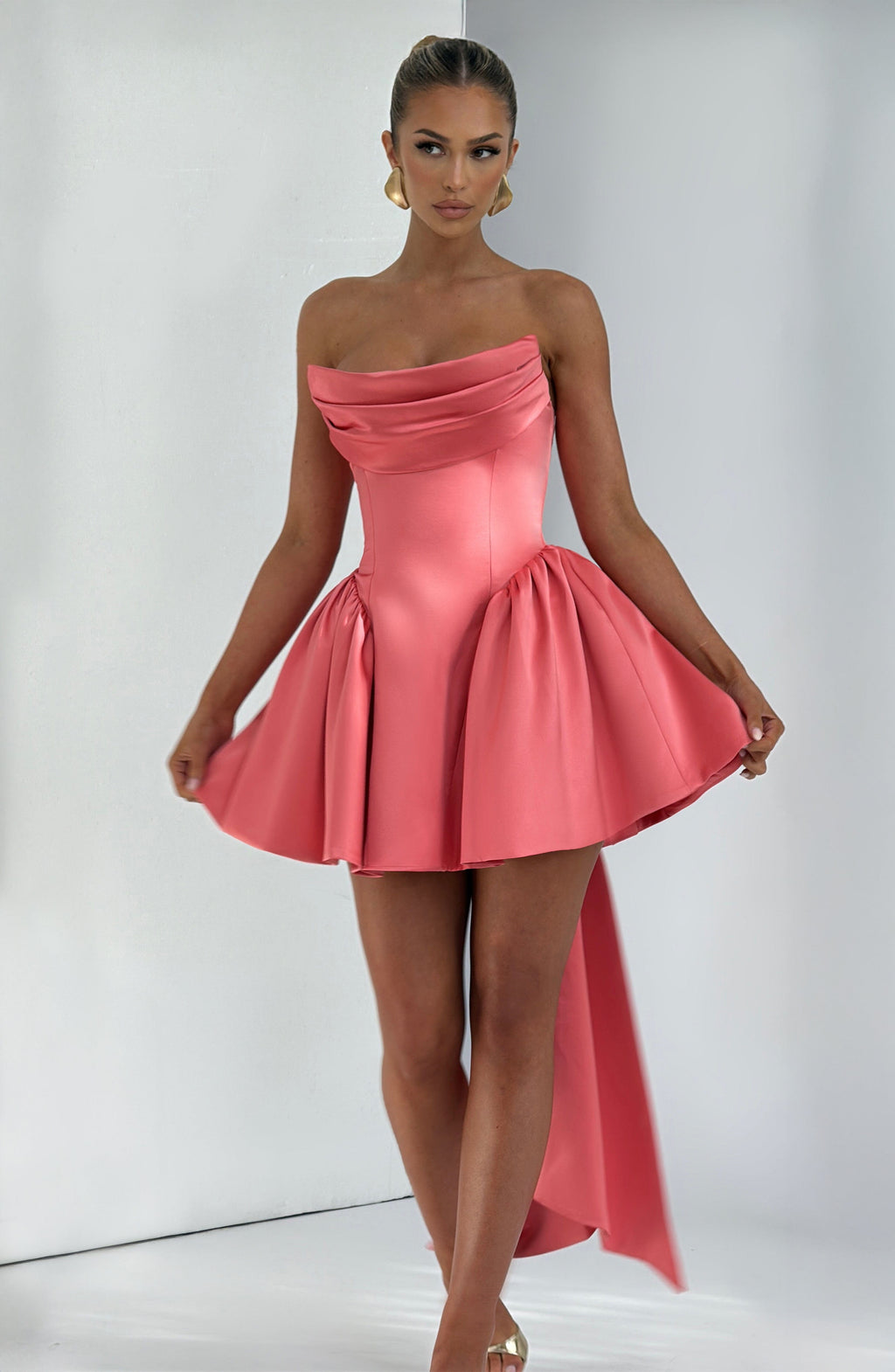 Trinity Mini Dress - Coral Pink Flowering Girl