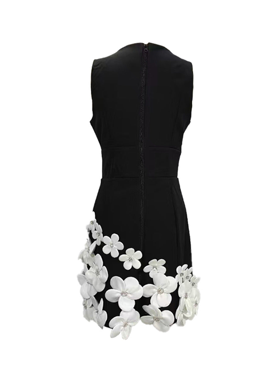 Black And White Mini Dress Flowering Girl
