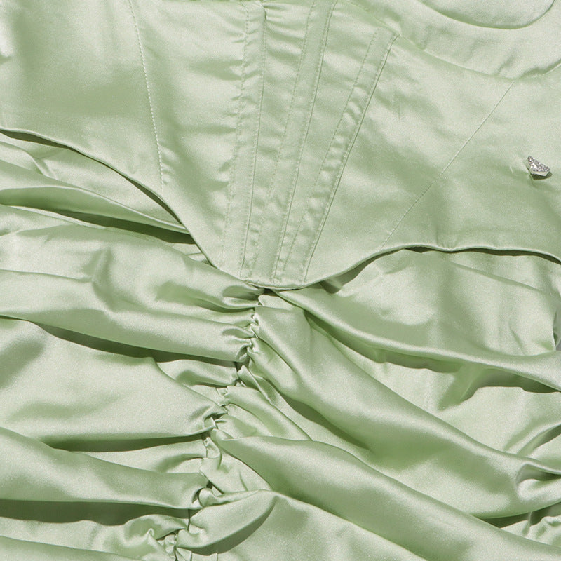 CUSI CORSET RUCHED MINI DRESS IN GREEN Flowering Girl