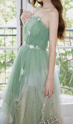 Freira Green Strappy Butterfly Mesh Maxi Dress Flowering Girl