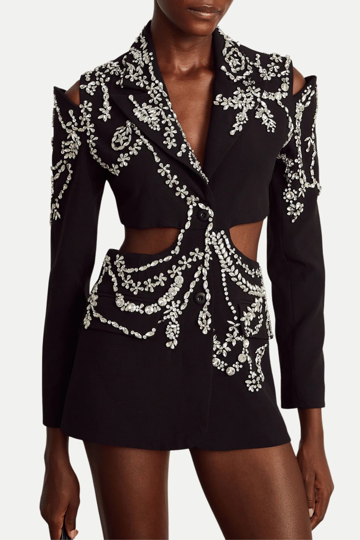Gustina Crystal-Embellished Cutout Blazer Flowering Girl