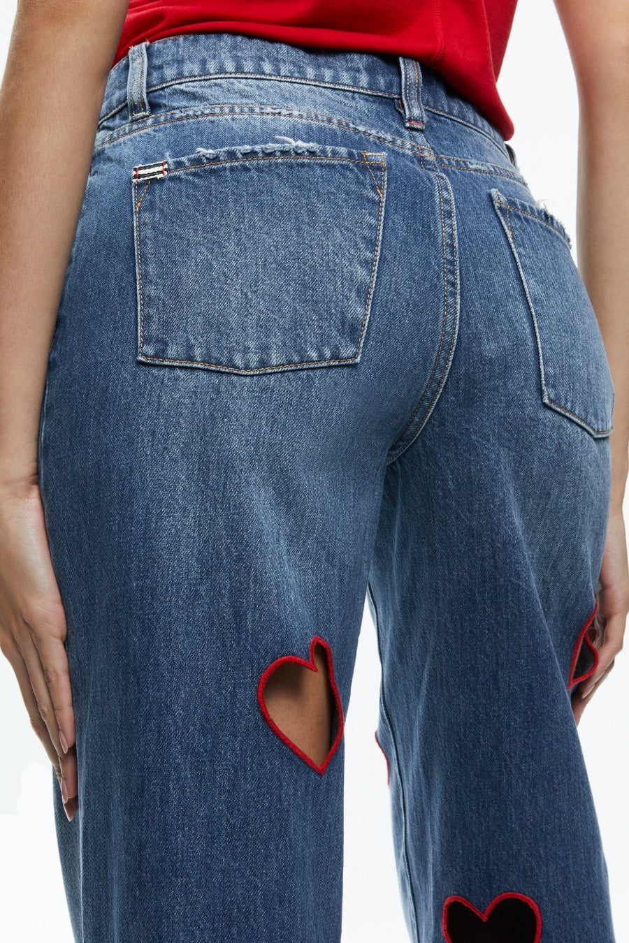 Elowen Heart Embroidered Cutout Jeans Flowering Girl